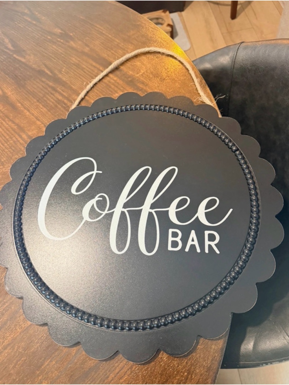 Hobby Lobby Black 'Coffee Bar' Circular Wall Sign